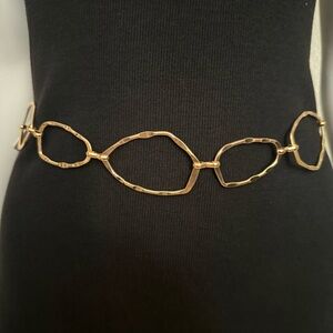 Gold tone metallic skinny chain belt